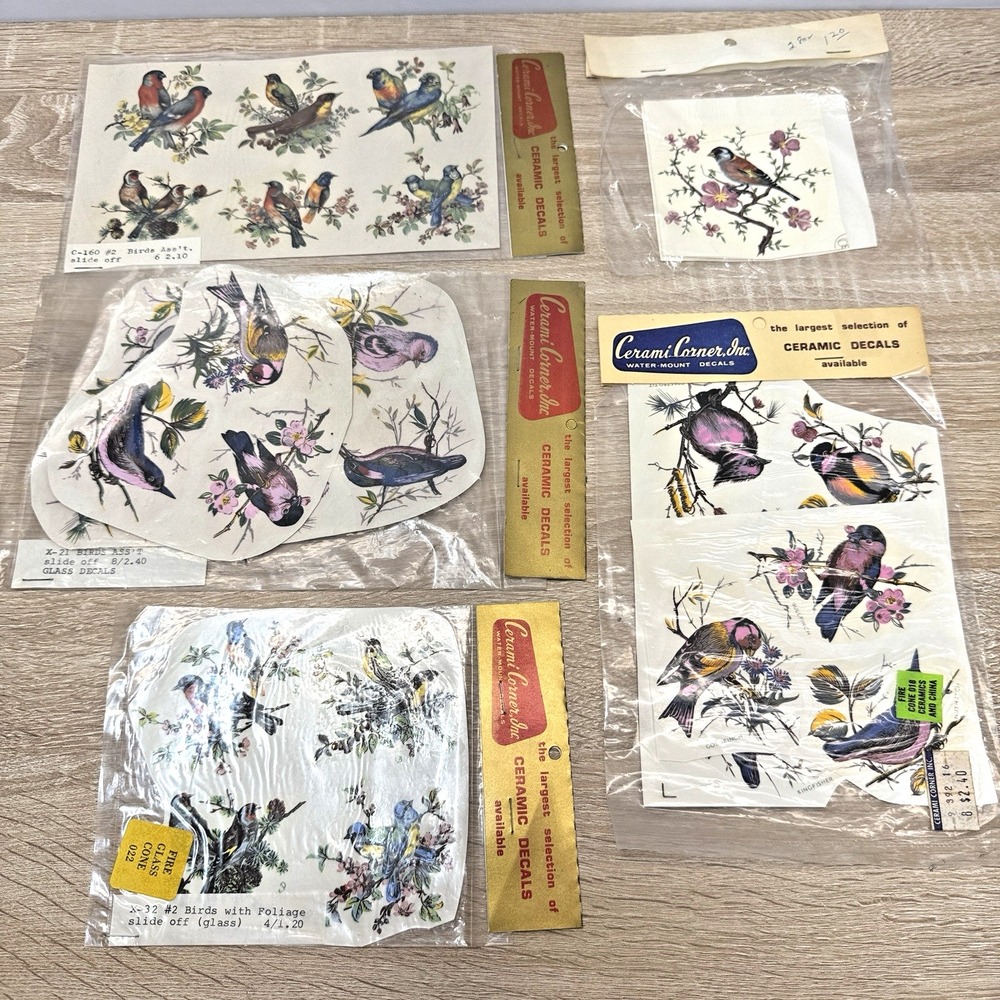 Vintage Ceramic Corner Inc Ceramic Decals Lot of 5 Bird Designs Unused